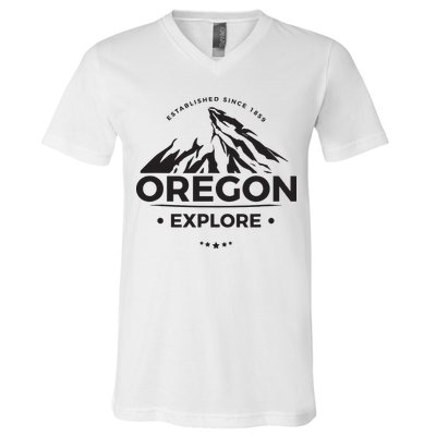 Explore Oregon Graphic Mountain V-Neck T-Shirt