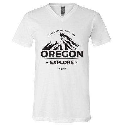 Explore Oregon Graphic Mountain V-Neck T-Shirt