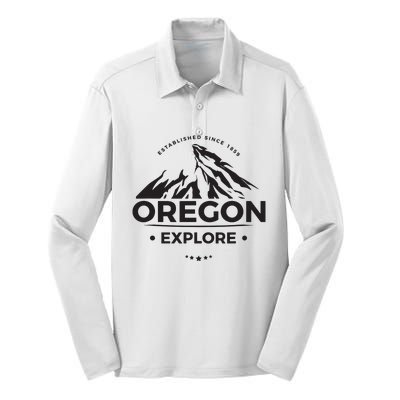 Explore Oregon Graphic Mountain Silk Touch Performance Long Sleeve Polo