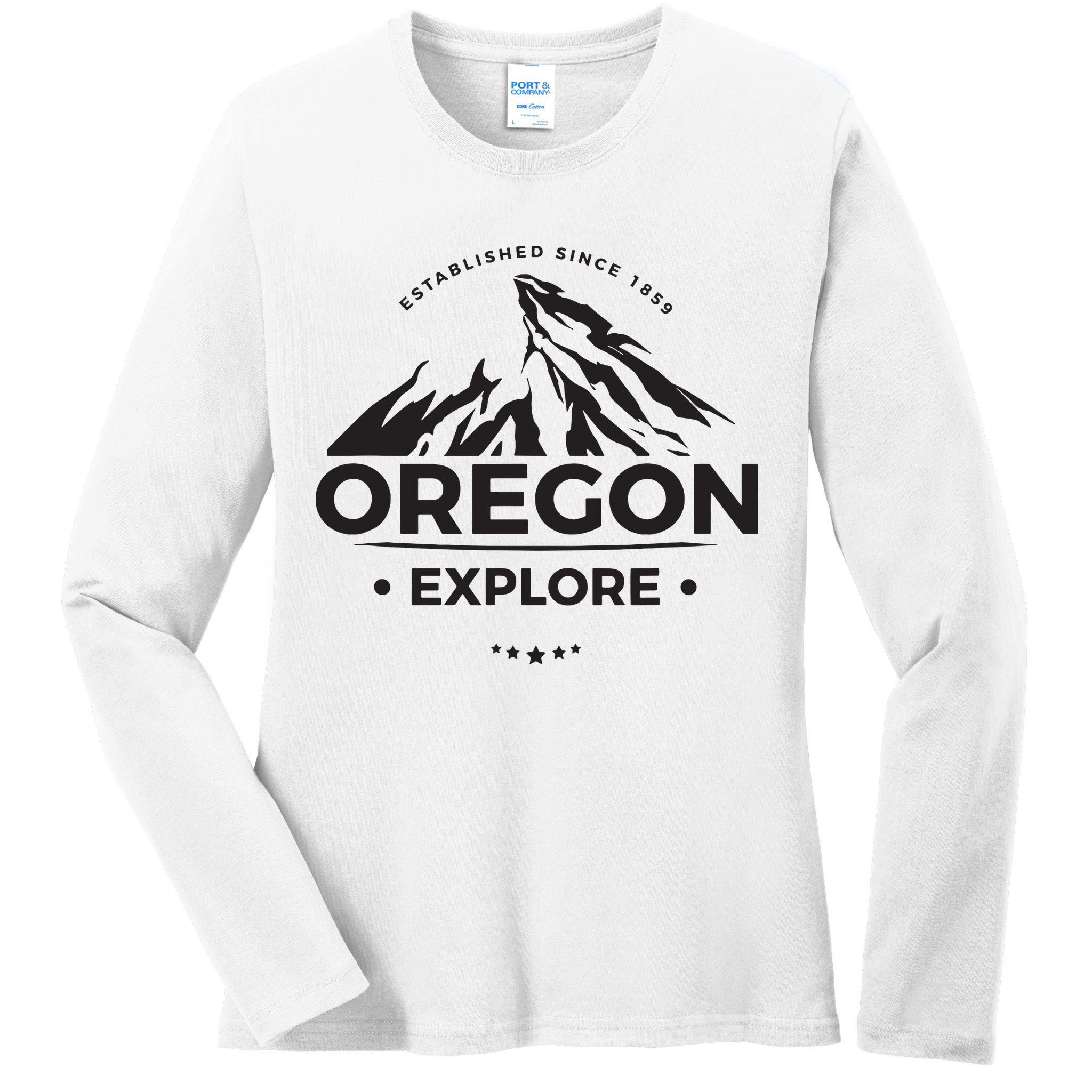 Explore Oregon Graphic Mountain Ladies Long Sleeve Shirt