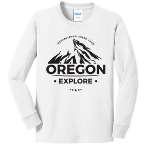 Explore Oregon Graphic Mountain Kids Long Sleeve Shirt