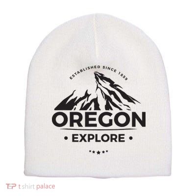 Explore Oregon Graphic Mountain Short Acrylic Beanie