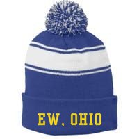 Ew Ohio Generation Z & Gen Alpha Brain Rot Stripe Pom Pom Beanie