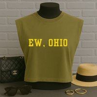 Ew Ohio Generation Z & Gen Alpha Brain Rot Garment-Dyed Women's Muscle Tee