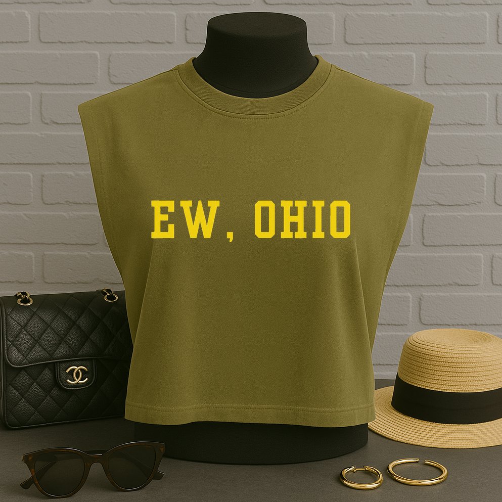 Ew Ohio Generation Z & Gen Alpha Brain Rot Garment-Dyed Women's Muscle Tee