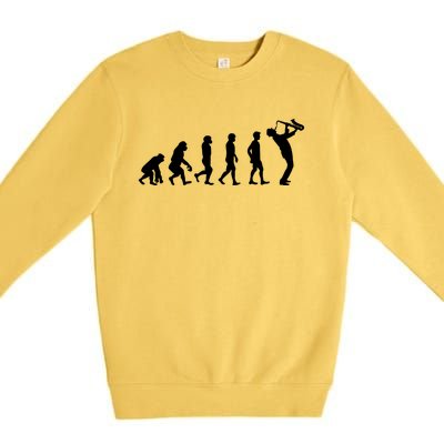 Evolution Of Kind To Saxophone Player Meaningful Gift Premium Crewneck Sweatshirt