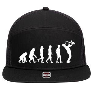 Evolution Of Kind To Saxophone Player Meaningful Gift 7 Panel Mesh Trucker Snapback Hat