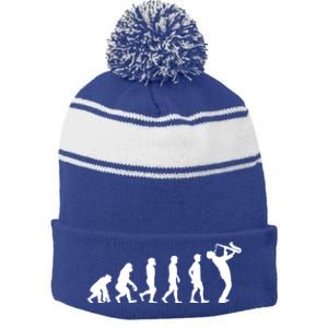 Evolution Of Kind To Saxophone Player Meaningful Gift Stripe Pom Pom Beanie