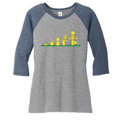 Evolution Of Lego Women's Tri-Blend 3/4-Sleeve Raglan Shirt