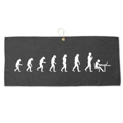 Evolution Of Man Computer Programmer Funny Geek Lover IT Large Microfiber Waffle Golf Towel