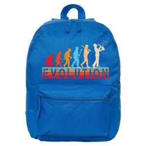 Evolution Of Man Retrostyle Saxophone Player Saxophonist Gift 16 in Basic Backpack