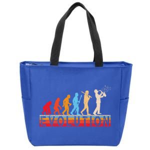 Evolution Of Man Retrostyle Saxophone Player Saxophonist Gift Zip Tote Bag