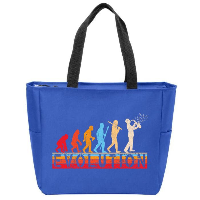 Evolution Of Man Retrostyle Saxophone Player Saxophonist Gift Zip Tote Bag