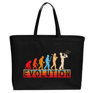 Evolution Of Man Retrostyle Saxophone Player Saxophonist Gift Cotton Canvas Jumbo Tote