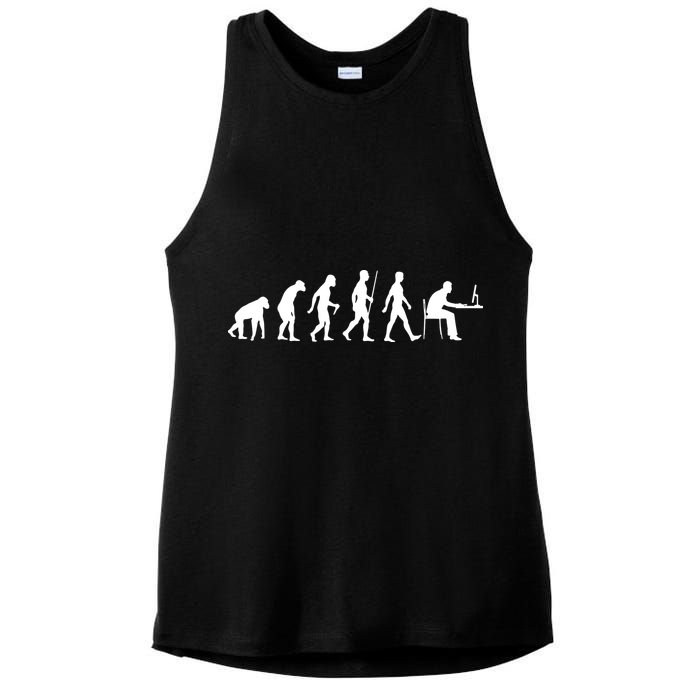 Evolution Of Man Computer Programmer Funny Geek Lover IT Ladies PosiCharge Tri-Blend Wicking Tank