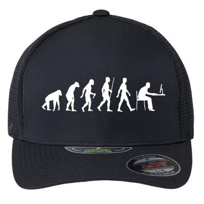 Evolution Of Man Computer Programmer Funny Geek Lover IT Flexfit Unipanel Trucker Cap