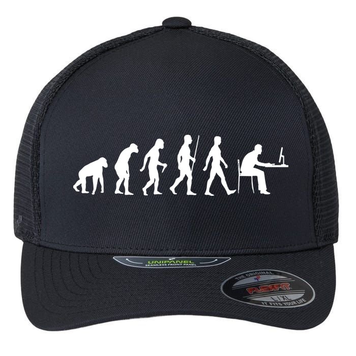 Evolution Of Man Computer Programmer Funny Geek Lover IT Flexfit Unipanel Trucker Cap