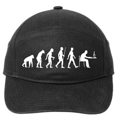 Evolution Of Man Computer Programmer Funny Geek Lover IT 7-Panel Snapback Hat