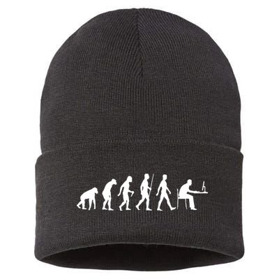 Evolution Of Man Computer Programmer Funny Geek Lover IT Sustainable Knit Beanie