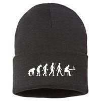 Evolution Of Man Computer Programmer Funny Geek Lover IT Sustainable Knit Beanie