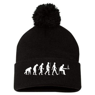Evolution Of Man Computer Programmer Funny Geek Lover IT Pom Pom 12in Knit Beanie