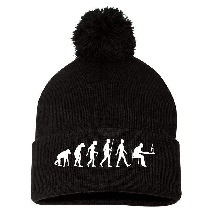 Evolution Of Man Computer Programmer Funny Geek Lover IT Pom Pom 12in Knit Beanie
