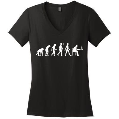 Evolution Of Man Computer Programmer Funny Geek Lover IT Women's V-Neck T-Shirt