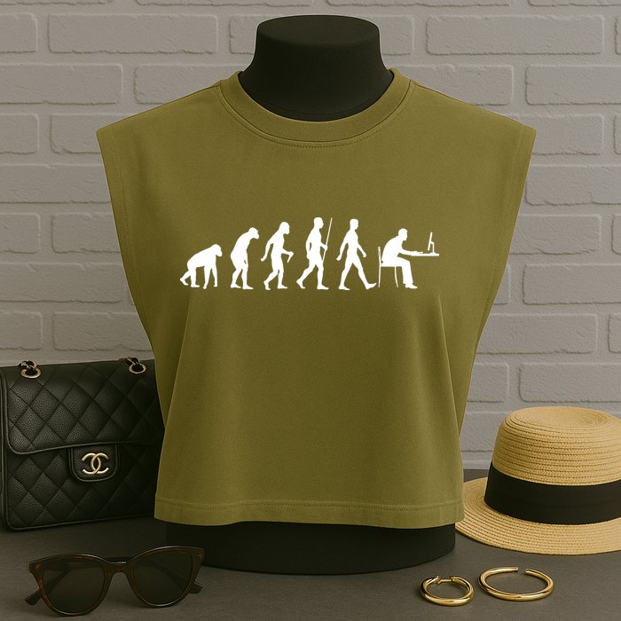 Evolution Of Man Computer Programmer Funny Geek Lover IT Garment-Dyed Women's Muscle Tee