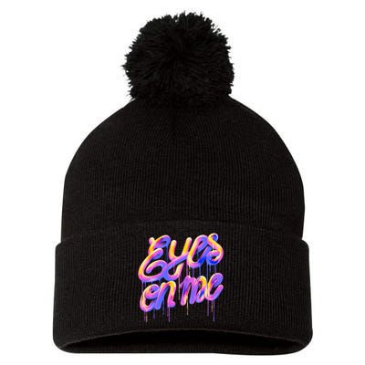 Eyes On Me Colorful Pom Pom 12in Knit Beanie