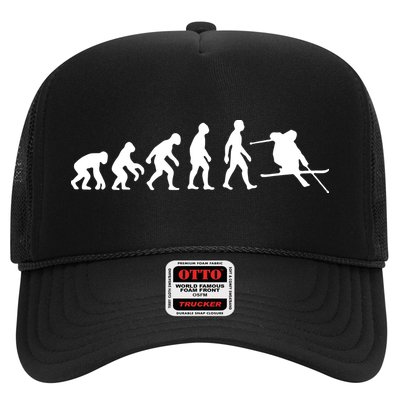 Evolution Of Man Skiing Trucker Hat