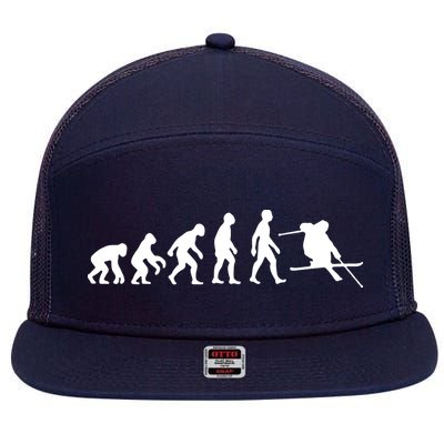 Evolution Of Man Skiing 7 Panel Mesh Trucker Snapback Hat