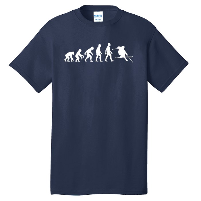 Evolution Of Man Skiing Tall T-Shirt