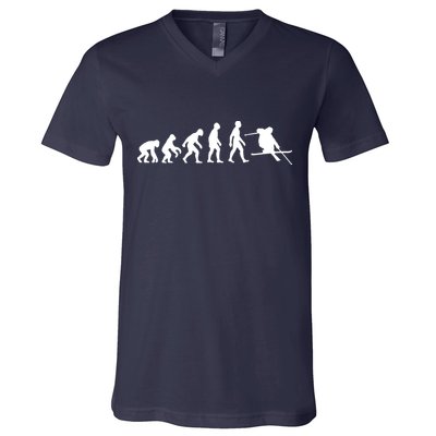 Evolution Of Man Skiing V-Neck T-Shirt