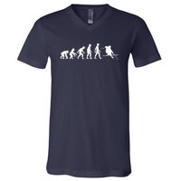 Evolution Of Man Skiing V-Neck T-Shirt