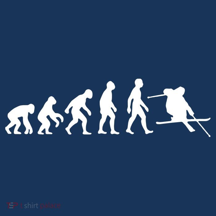 Evolution Of Man Skiing Button