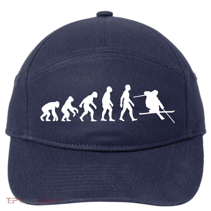 Evolution Of Man Skiing 7-Panel Snapback Hat