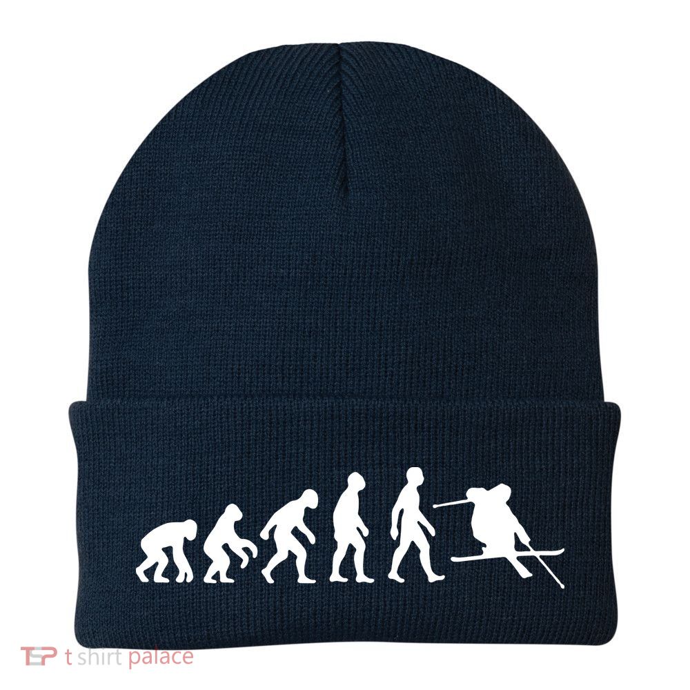 Evolution Of Man Skiing Beanie