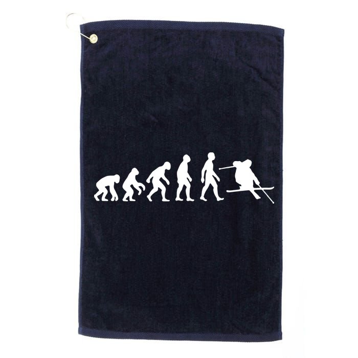 Evolution Of Man Skiing Golf Towel