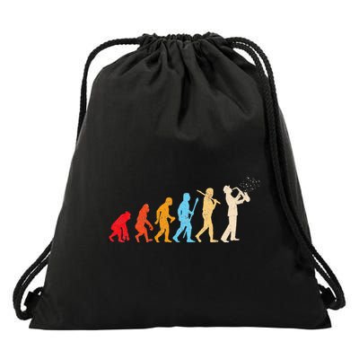 Evolution Of Man Retrostyle Saxophone Player Saxophonist Drawstring Bag