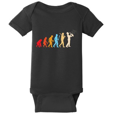 Evolution Of Man Retrostyle Saxophone Player Saxophonist Baby Bodysuit
