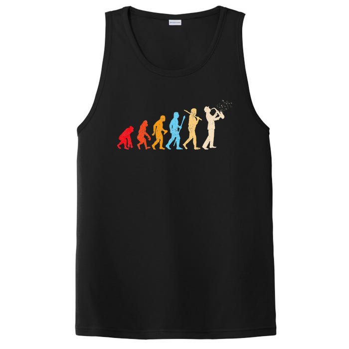 Evolution Of Man Retrostyle Saxophone Player Saxophonist PosiCharge Competitor Tank