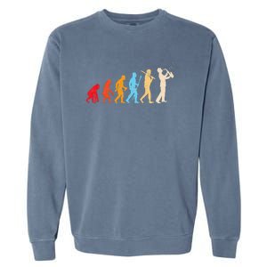 Evolution Of Man Retrostyle Saxophone Player Saxophonist Garment-Dyed Sweatshirt