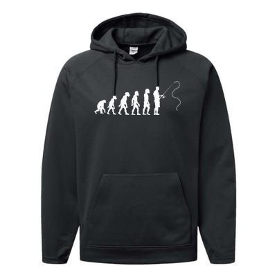 Evolution Of Man Fishing Funny Angling Fisherman Angler Performance Fleece Hoodie