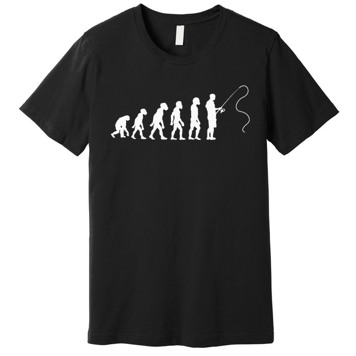 Evolution Of Man Fishing Funny Angling Fisherman Angler Premium T-Shirt