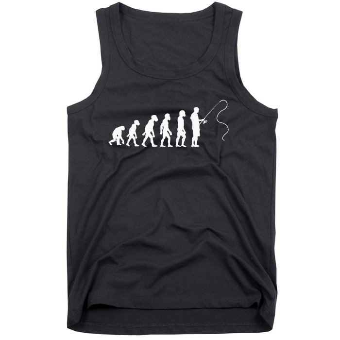 Evolution Of Man Fishing Funny Angling Fisherman Angler Tank Top