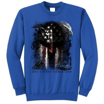 Epic One Nation Under God Usa Military Spartan Helmet Gift Sweatshirt