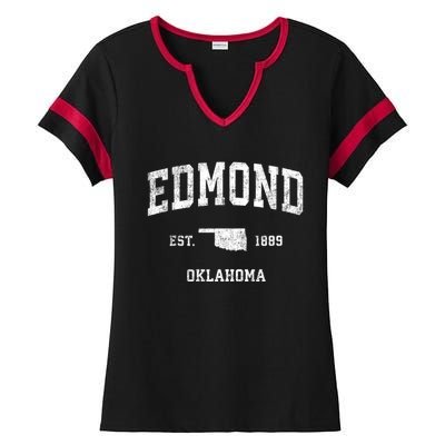 Edmond Oklahoma Ok Vintage Sports Ladies Halftime Notch Neck Tee