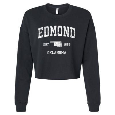 Edmond Oklahoma Ok Vintage Sports Cropped Pullover Crew