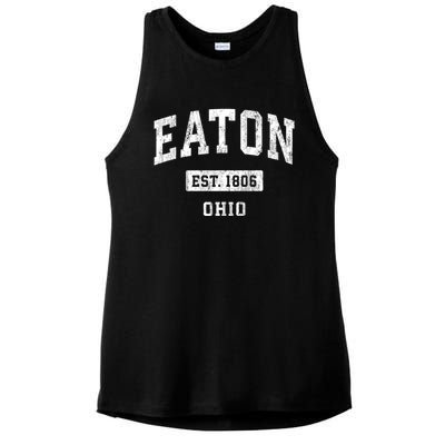 Eaton Ohio Oh Vintage Sports Ladies PosiCharge Tri-Blend Wicking Tank