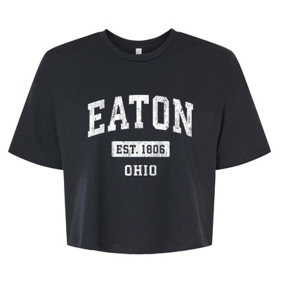 Eaton Ohio Oh Vintage Sports Bella+Canvas Jersey Crop Tee